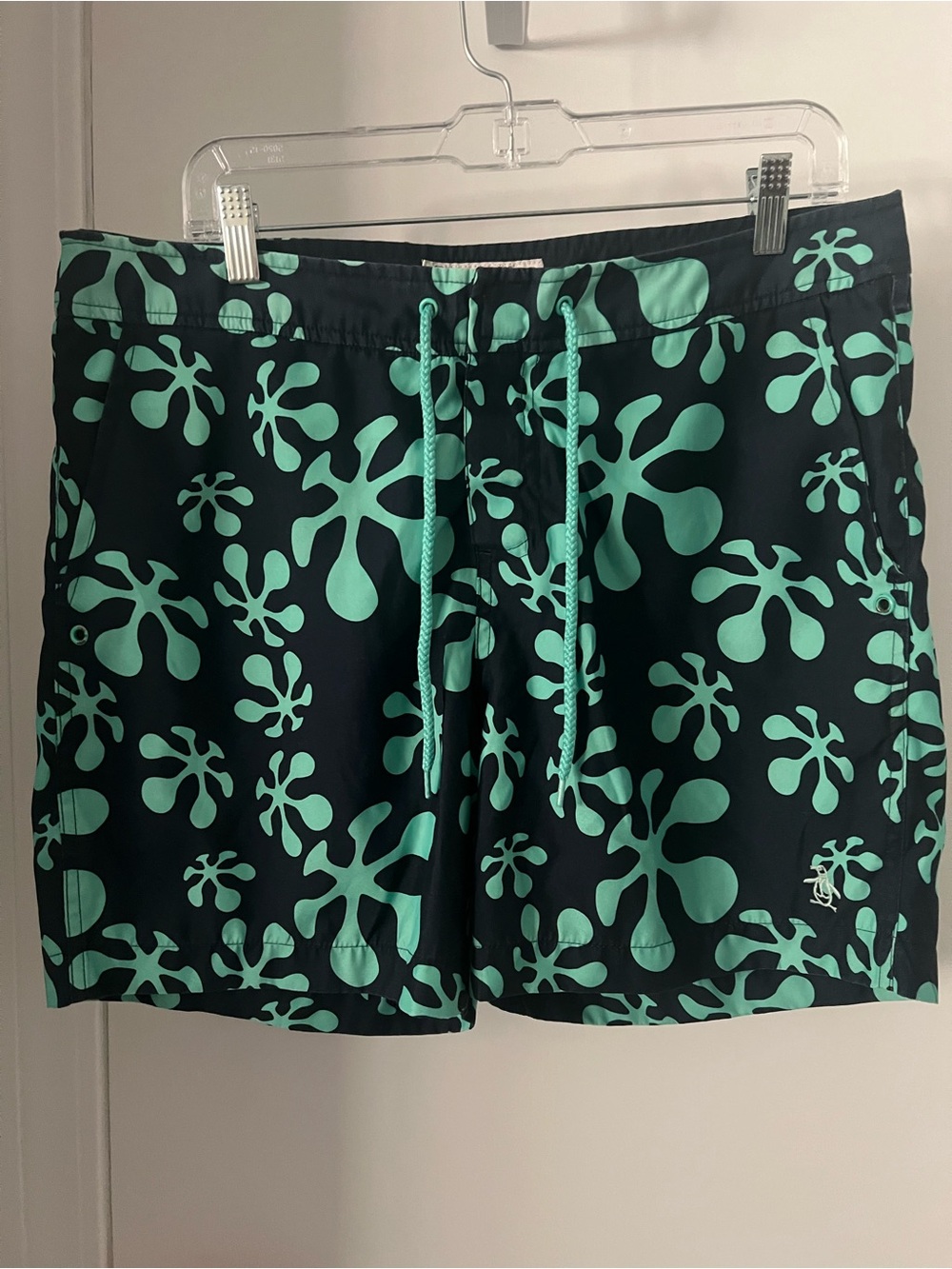 Original Penguin Black and White Swim Shorts